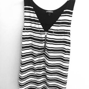 Black and white striped express top
